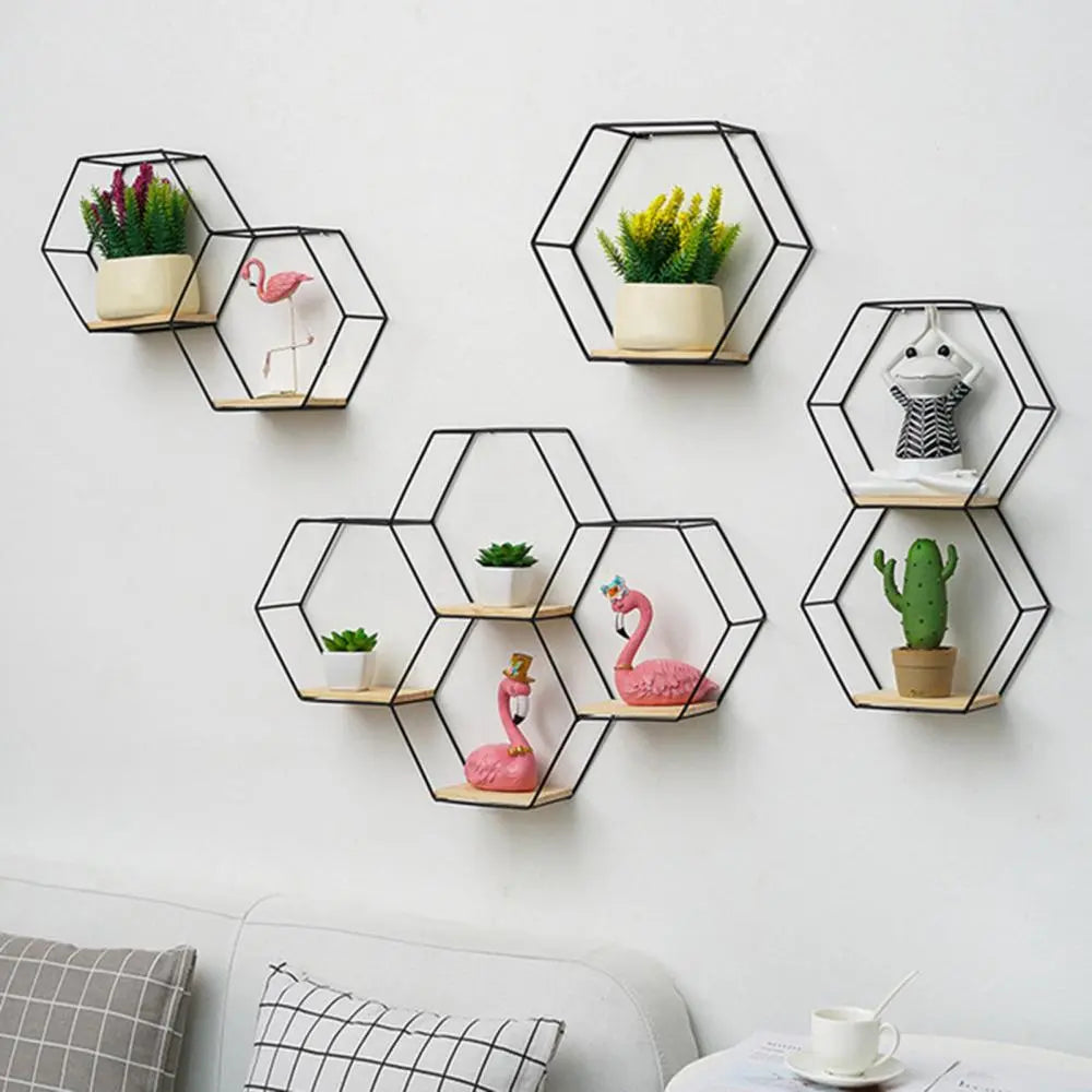Black Hexagon Wall Shelf - My Store