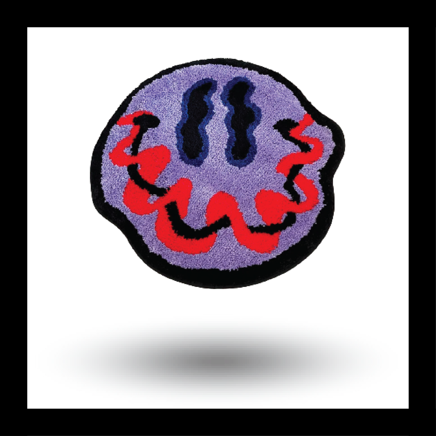 Trippy Smiling Face Fluffy Tufted Carpet (Purple) - My Store