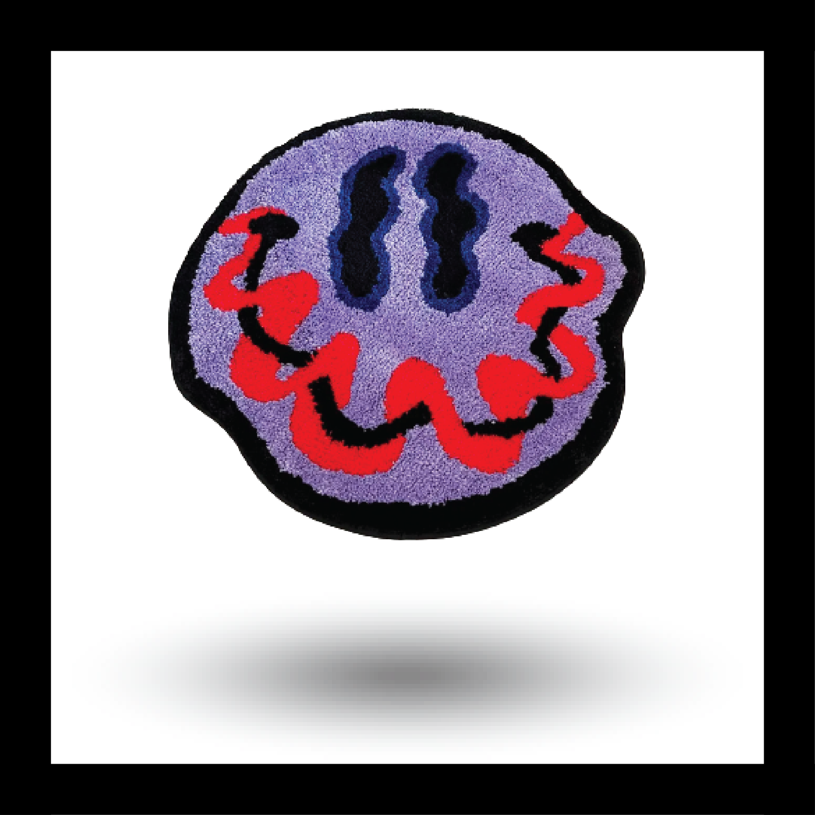 Trippy Smiling Face Fluffy Tufted Carpet (Purple) - My Store