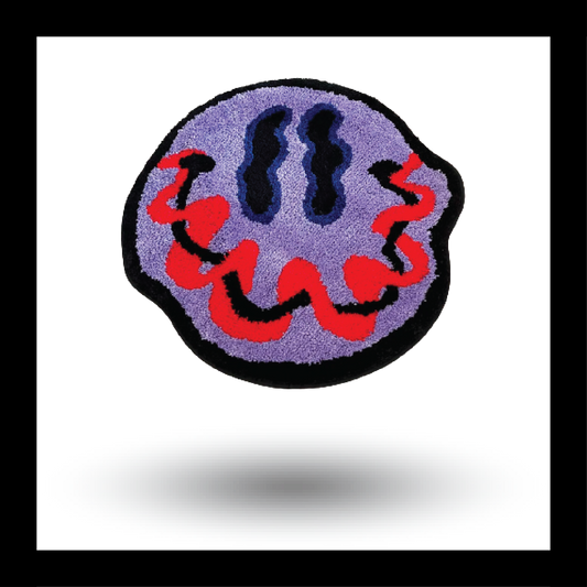Trippy Smiling Face Fluffy Tufted Carpet (Purple) - My Store
