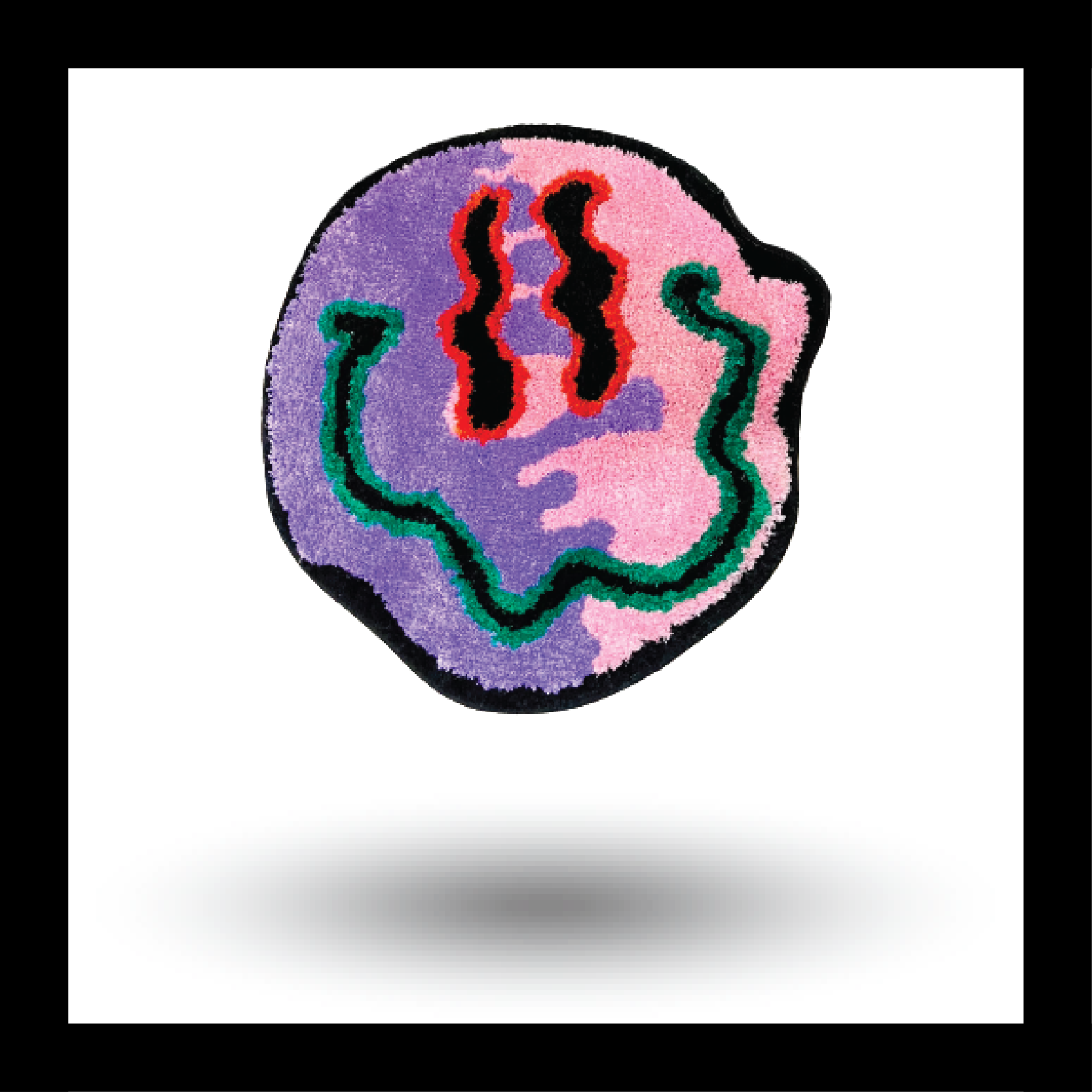 Trippy Smiling Face Fluffy Tufted Carpet (Pink/Purple) - My Store
