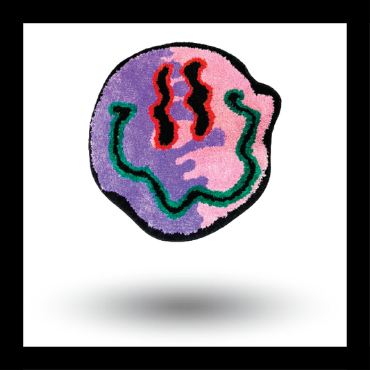 Trippy Smiling Face Fluffy Tufted Carpet (Pink/Purple) - My Store