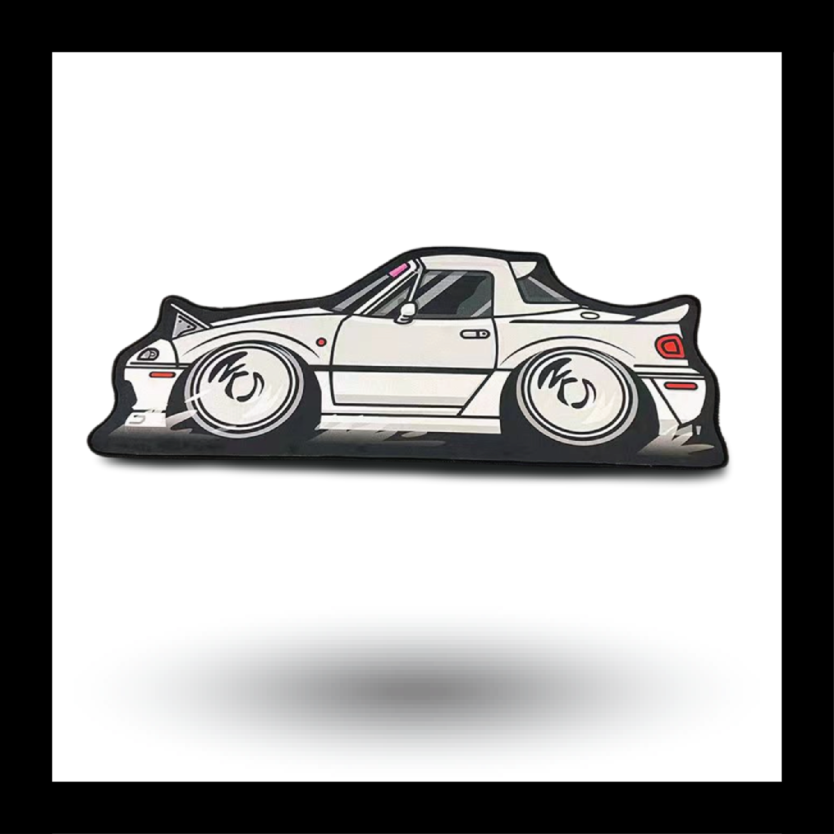 Racing Car Fluffy Tufted Carpet (White) - My Store