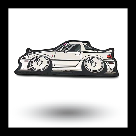 Racing Car Fluffy Tufted Carpet (White) - My Store