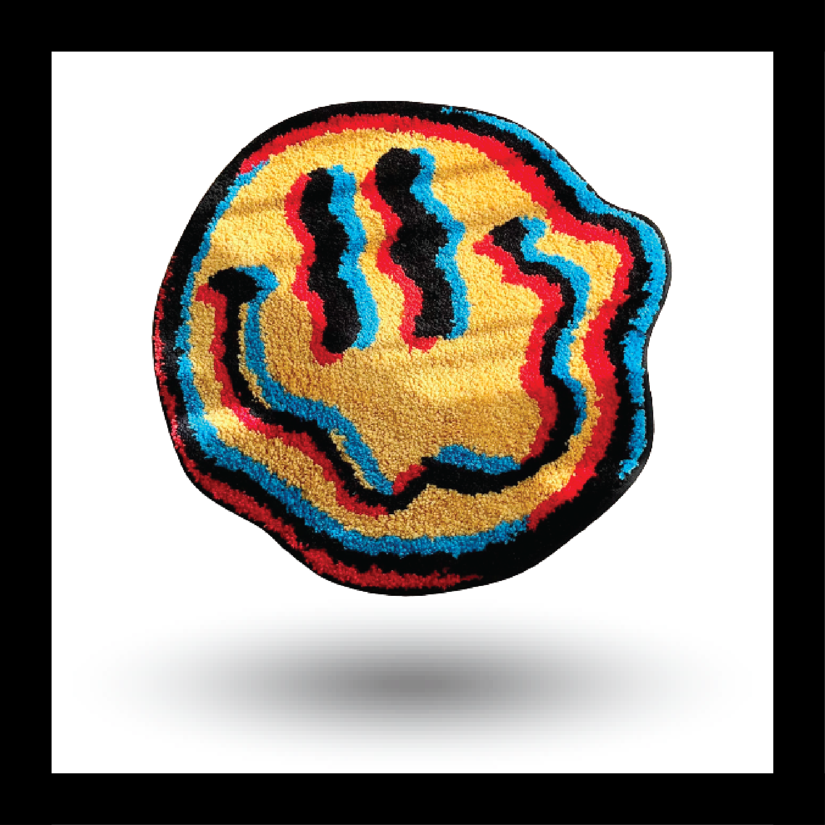 Trippy Smiling Face Fluffy Tufted Carpet (Yellow) - My Store