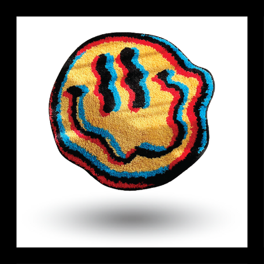 Trippy Smiling Face Fluffy Tufted Carpet (Yellow) - My Store