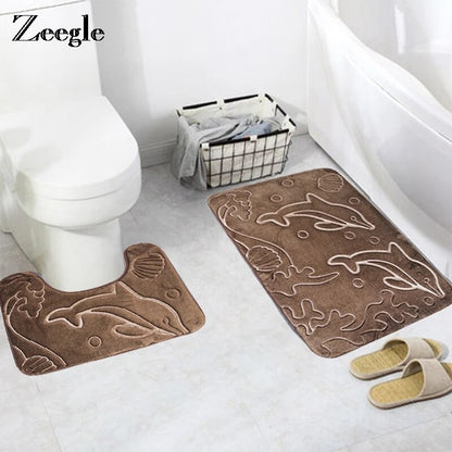 Dolphin Bathroom Mat (Blue and Brown) - My Store