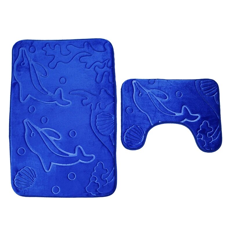 Dolphin Bathroom Mat (Blue and Brown) - My Store