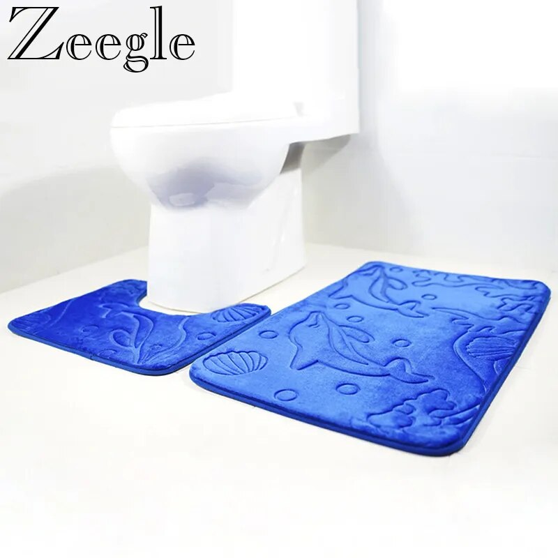 Dolphin Bathroom Mat (Blue and Brown) - My Store