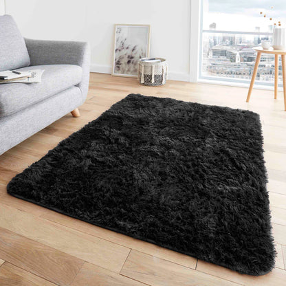 Black Plain Plush Carpet