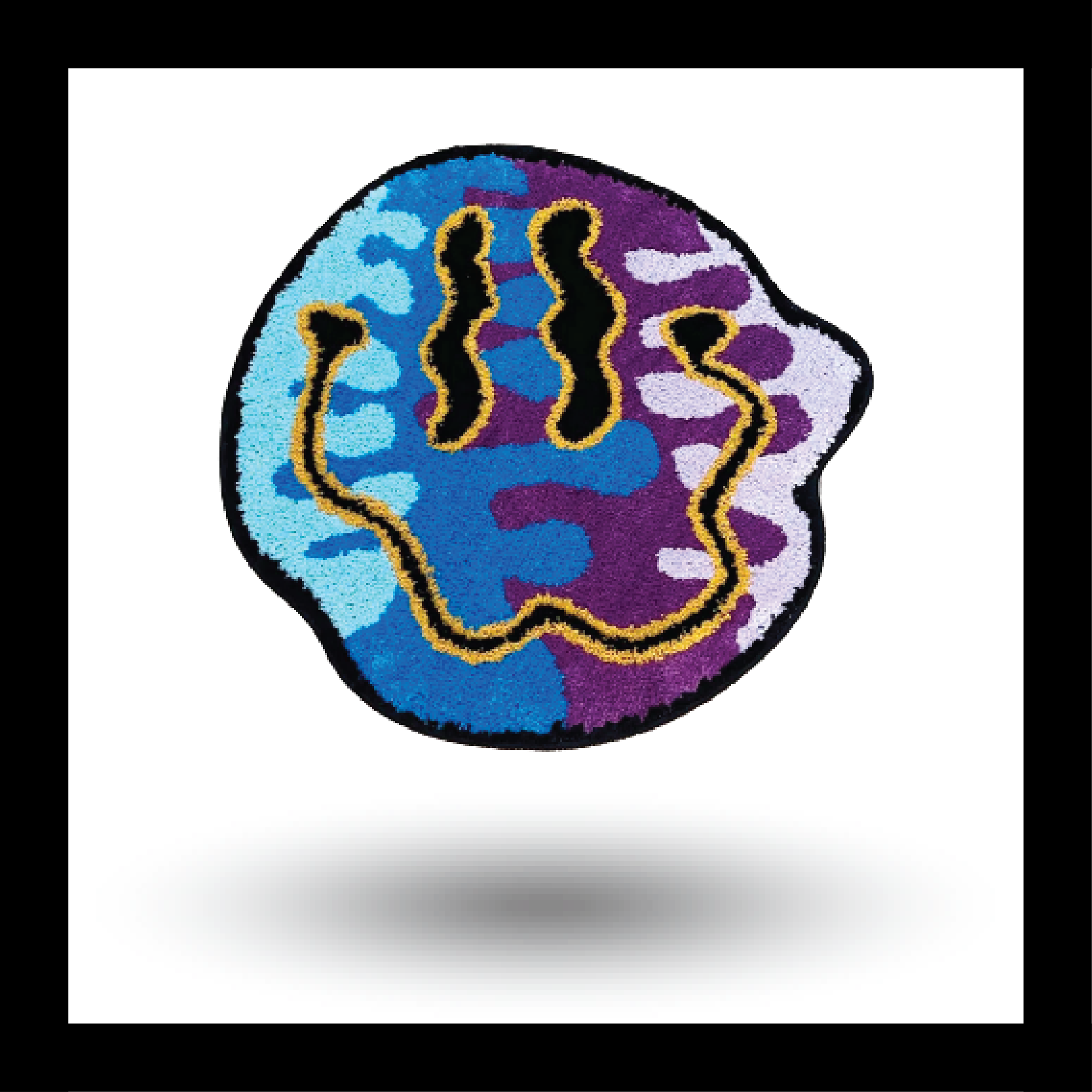 Trippy Smiling Face Fluffy Tufted Carpet (Blue/Purple) - My Store