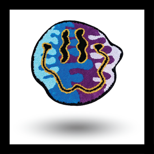 Trippy Smiling Face Fluffy Tufted Carpet (Blue/Purple) - My Store
