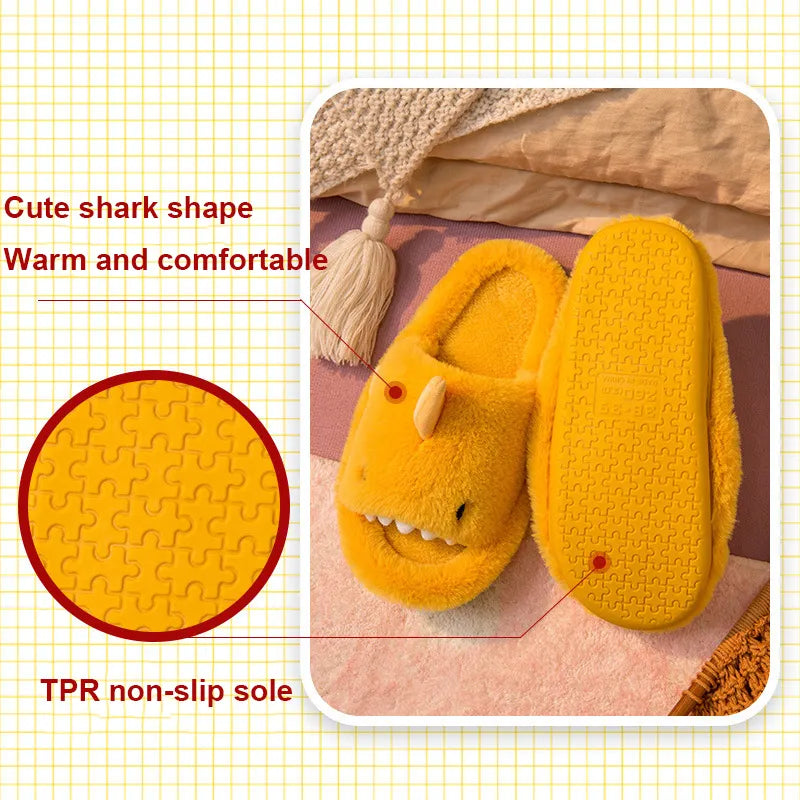 Pink Shark Attack Fuzzy Slippers - My Store