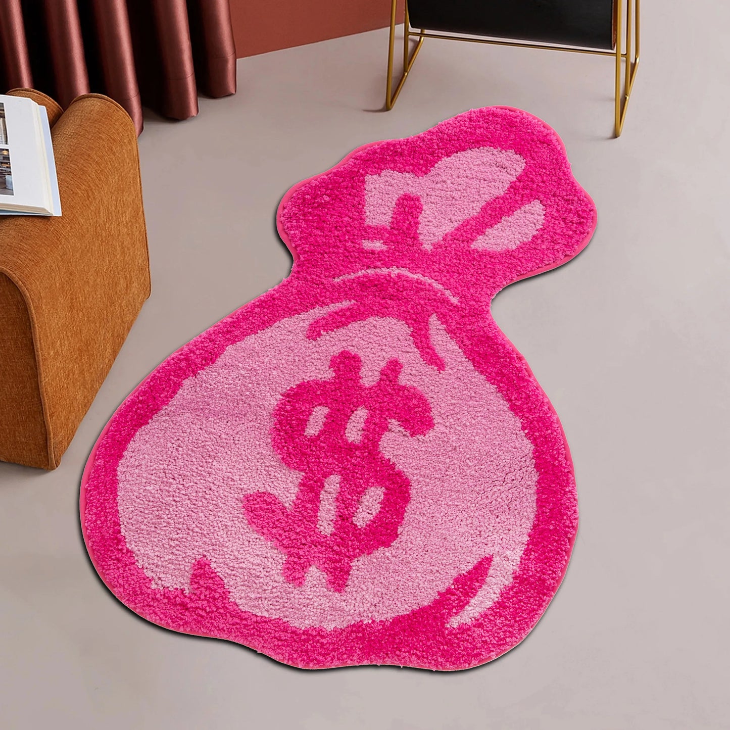 Money Bag Fluffy Tufted Carpet (Pink) - My Store
