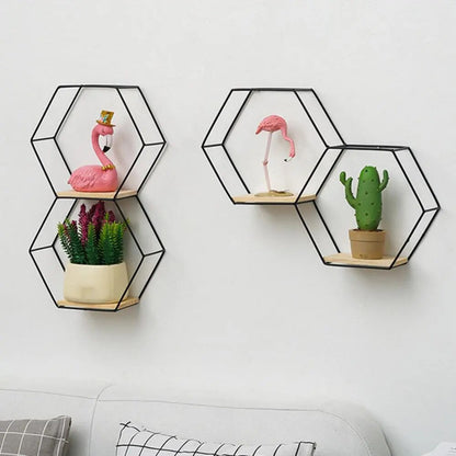 Black Hexagon Wall Shelf - My Store
