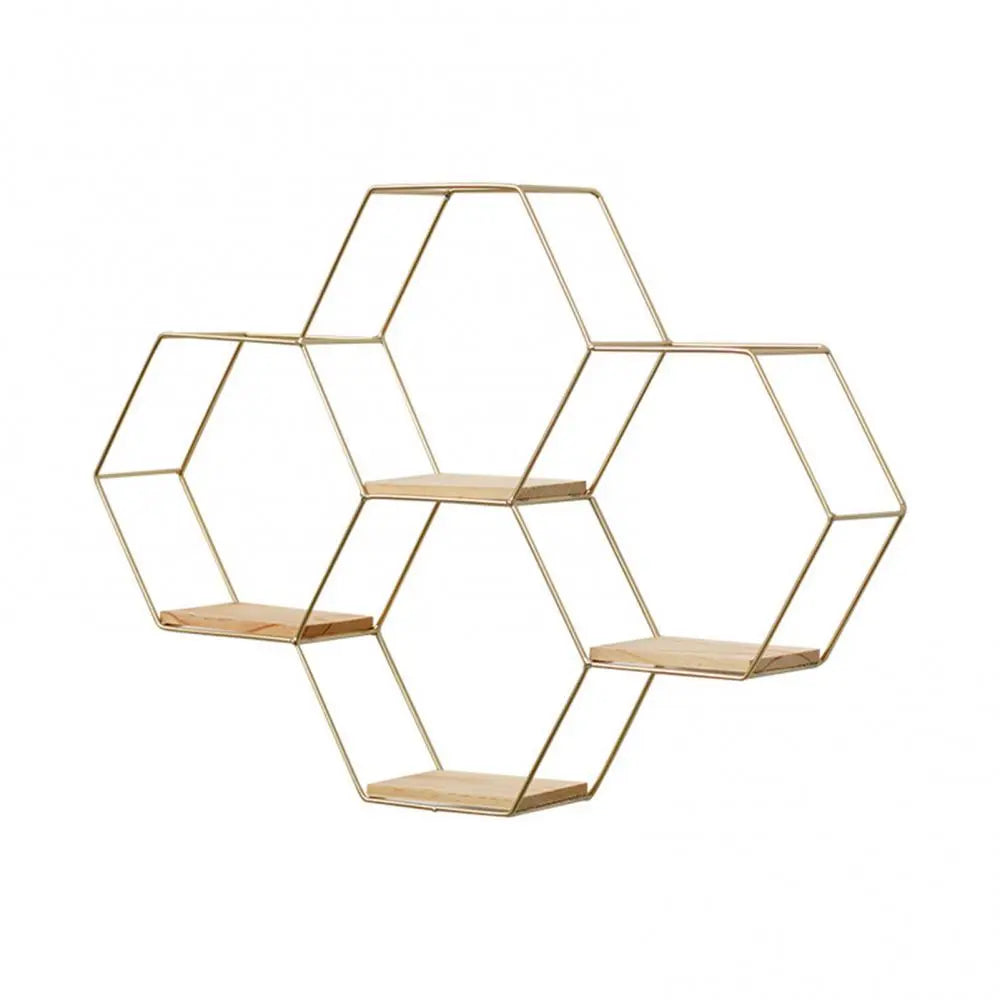 Golden Hexagon Wall Shelf - My Store