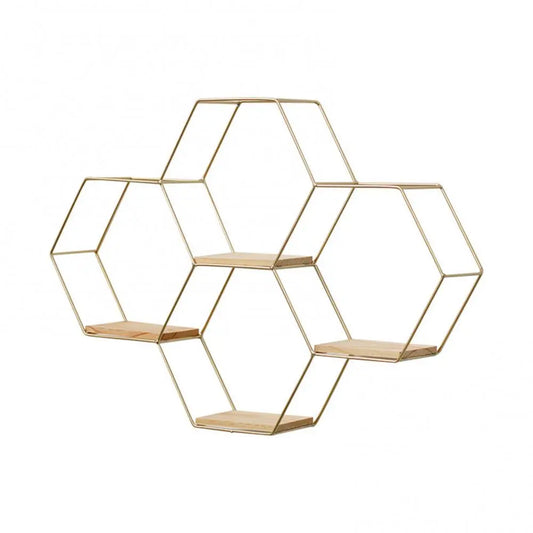 Golden Hexagon Wall Shelf - My Store