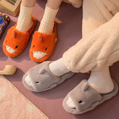 Grey Shark Attack Fuzzy Slippers - My Store