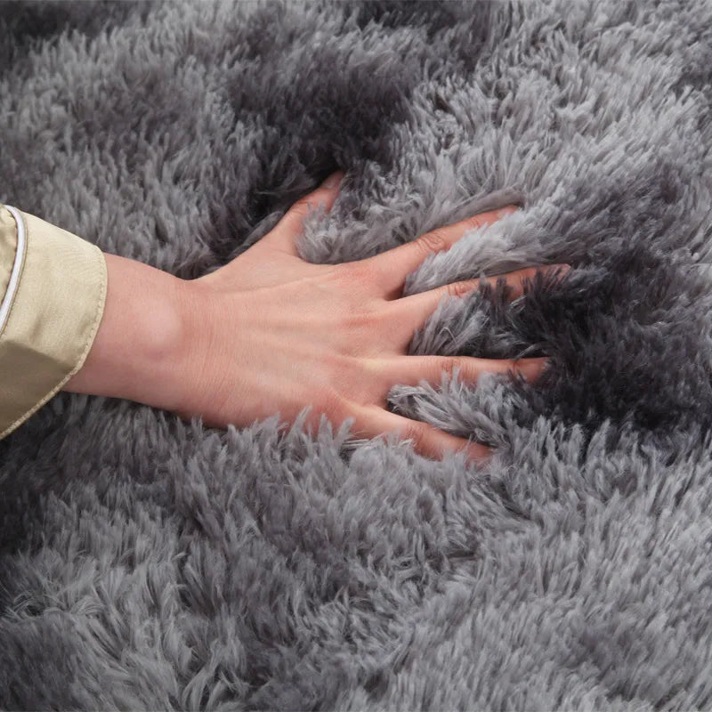 Grey Tie Dye Plush Carpet