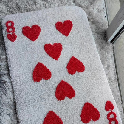 Love Poker Card Fluffy Tufted Carpet (Red) - My Store