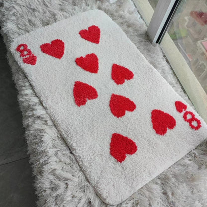 Love Poker Card Fluffy Tufted Carpet (Red) - My Store