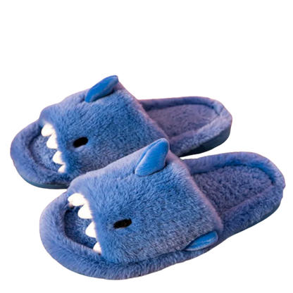 Blue Shark Attack Fuzzy Slippers - My Store