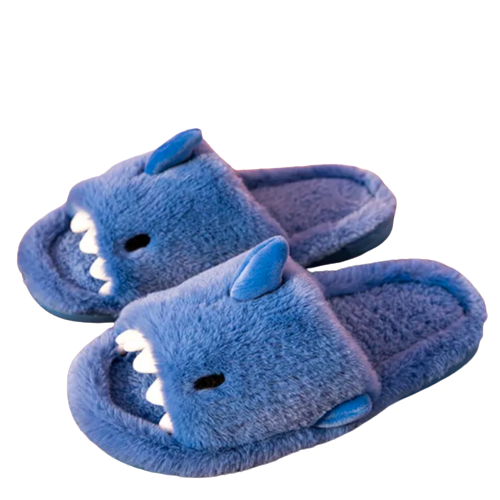 Blue Shark Attack Fuzzy Slippers - My Store